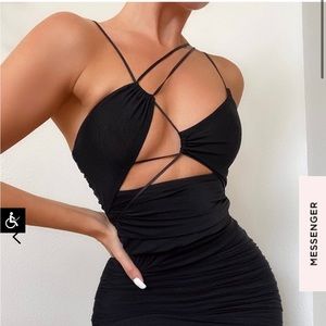 House of CB black meena bodycon midi dress size small